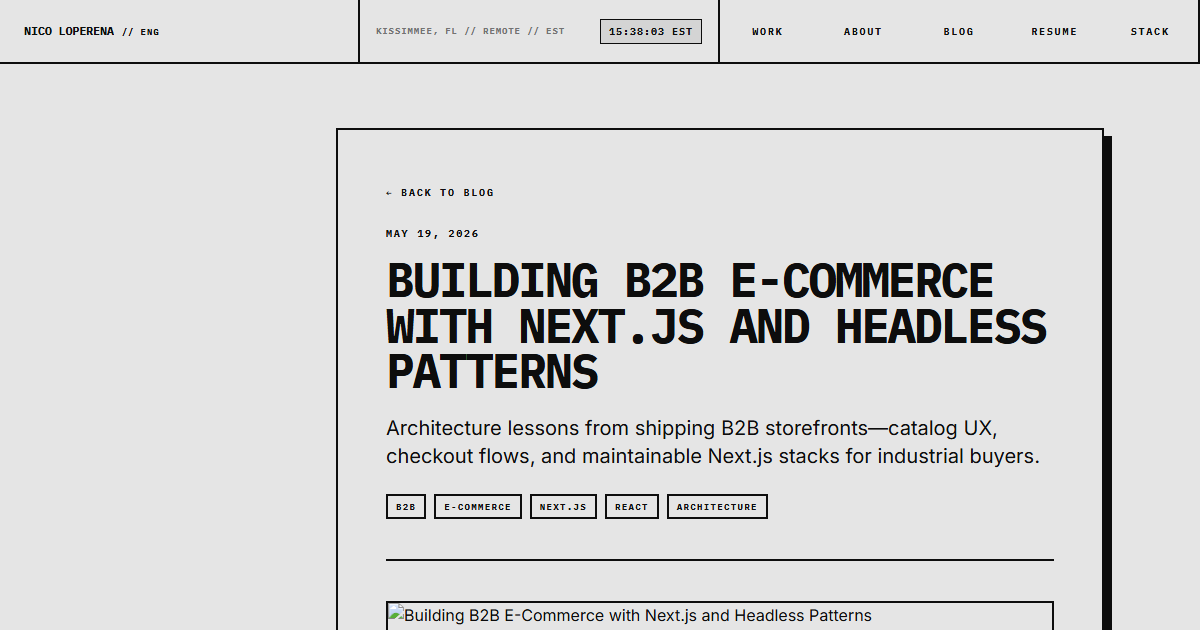 Building B2B E-Commerce with Next.js and Headless Patterns