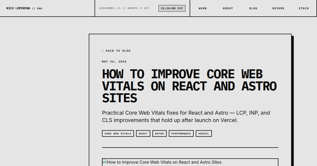 How to Improve Core Web Vitals on React and Astro Sites