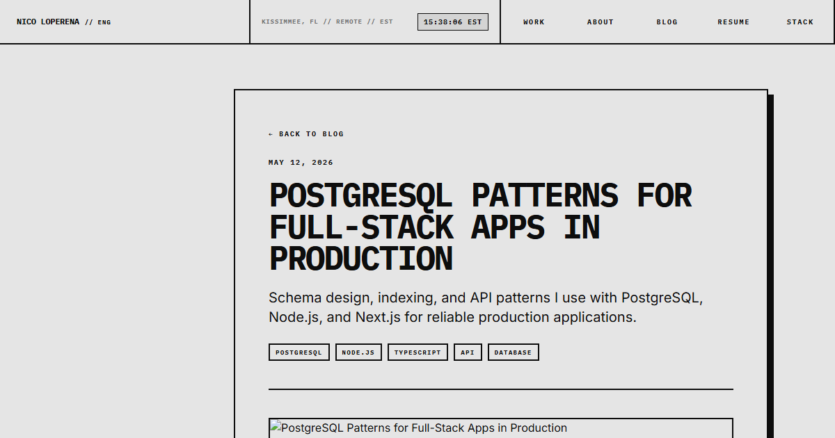 PostgreSQL Patterns for Full-Stack Apps in Production